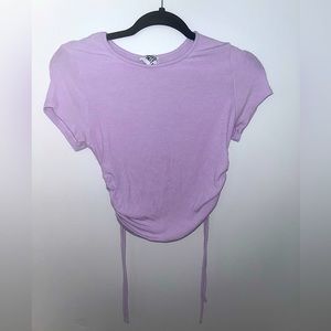 Princess Polly- Purple drawstring adjustable cropped short sleeve
